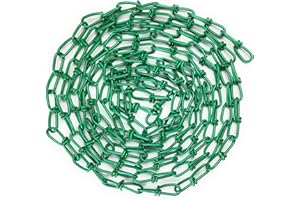 LIFSTAR 2/0 x15-ft Double Loop Chain, Powder Coated Steel Chain for Swing, Playground Equipment, Gates, Porch Swing Set, Pet Tie-Outs, and Home Improvement, 255lbs Capacity (Green 15ft)