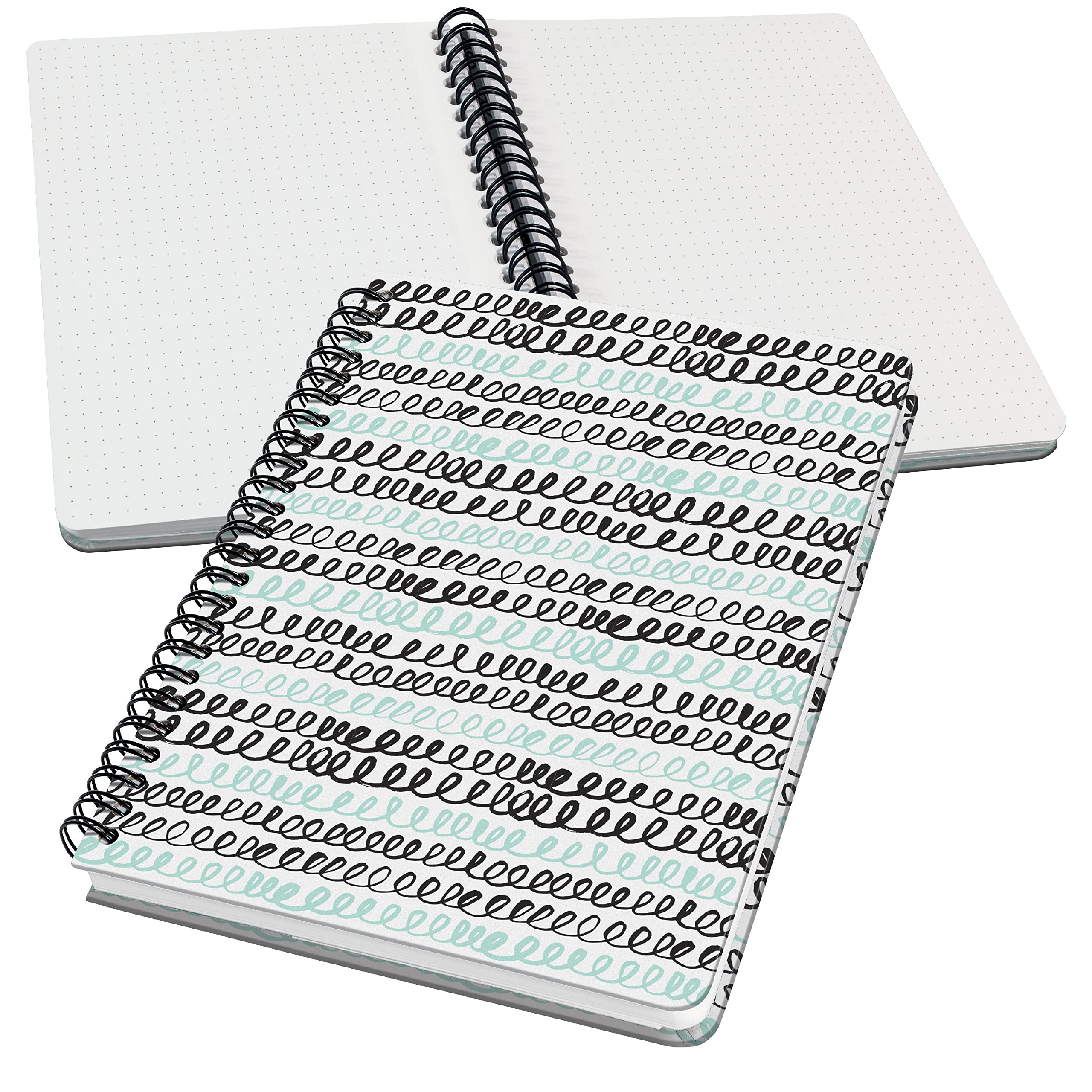 SIGEL JN622 Jolie Spiral notebook, Curly Mint, dotted (dot grid), 100 gsm, 16,2 x 21,5 cm, hardcover, 120 pages, mint Green, Black, White