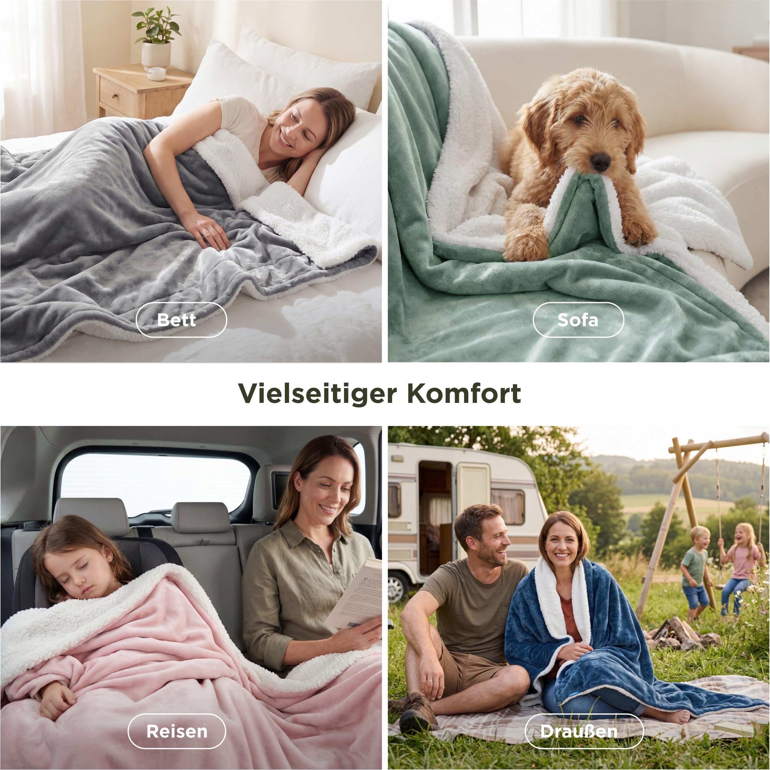 BEDSURE Kuscheldecke Warm Sherpa Wolldecke - Sofadecke, Flauschig Sofaüberwurf Decke, Dicke Couchdecke, Geschenke für Frauen, Flauschige Wohndecke, Grau, 150x200 cm, XL 9