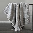 Tahari Mink Faux Fur Throw Luxury Silky Soft Blanket in Cream White (Grey Ice)
