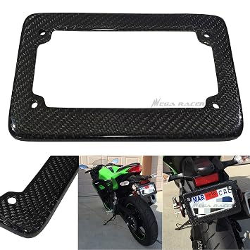Motorcycle Jdm Style 100 Real Carbon Fiber License Plate Frame Holder Black 3d Twill Weave Tag Us Scooter Chopper Bike