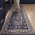 Rugcomf Runner Rug Washable Kitchen Runner 2'x 6'Runner Rug Floral Non-Slip for Entryway Indoor Soft Carpet Runner for Hallways, Kitchen, Laundry, Bedroom, Bathroom(Blue)