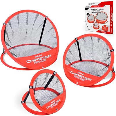 GoSports CHIPSTER Range - 3 Piece Golf Chipping Practice Net Target System with Carrying Case, Red