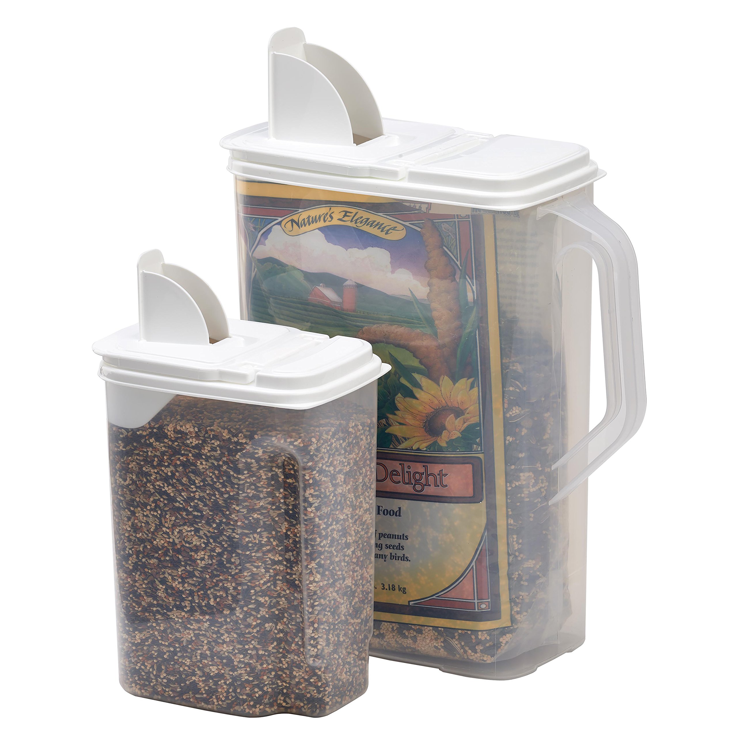 Buddeez 8 Qt and 3.5 Qt Bird Seed Dispenser Set Set of 2 Containers