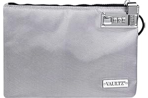 Vaultz Money Bag with Lock - 7 x 10 Inches, Men & Women's Locking Accessories Pouch for Cash, Bank Deposits, Wallet, Medicine, Phone and Credit Cards - Gray