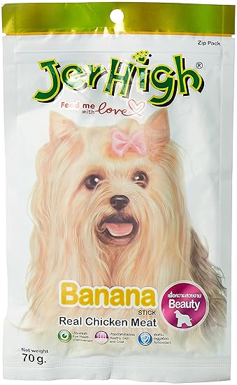 JerHigh Fruity Banana Stick Dog Treats, 70 g