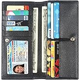 Lavemi Ultra Slim Thin Leather Women Wallet RFID Blocking Credit Card Holder Bifold Long Ladies Billfold