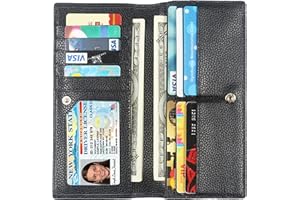 Lavemi Ultra Slim Thin Leather Women Wallet RFID Blocking Credit Card Holder Bifold Long Ladies Billfold