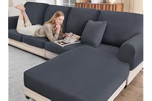BT.WA Sectional Couch Covers for Sofa Cushion L Shaped Couch Cover Washable Soft Couch Cushion Covers Stretch Sofa Slipcovers with 2 Pcs Pillowcases(3-Piece 2 Seater + 1 Chaise, Dark Grey)