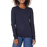 Amazon Essentials Women's Lightweight Long-Sleeve Cable Crewneck Sweater (Available in Plus Size)