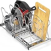 Simple Houseware Organizer Pull Out Under Cabinet Sliding Shelf for Kitchen,Bathroom, Pantry Pan and Pot Lid, Silver