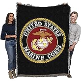 Pure Country Weavers US Marine Corps - Emblem Blanket - Gift Military Tapestry Throw Woven from Cotton - Made in The USA (72x54)