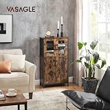 VASAGLE Storage Cabinet Multipurpose Cupboard Industrial Rustic Brown Black view 2