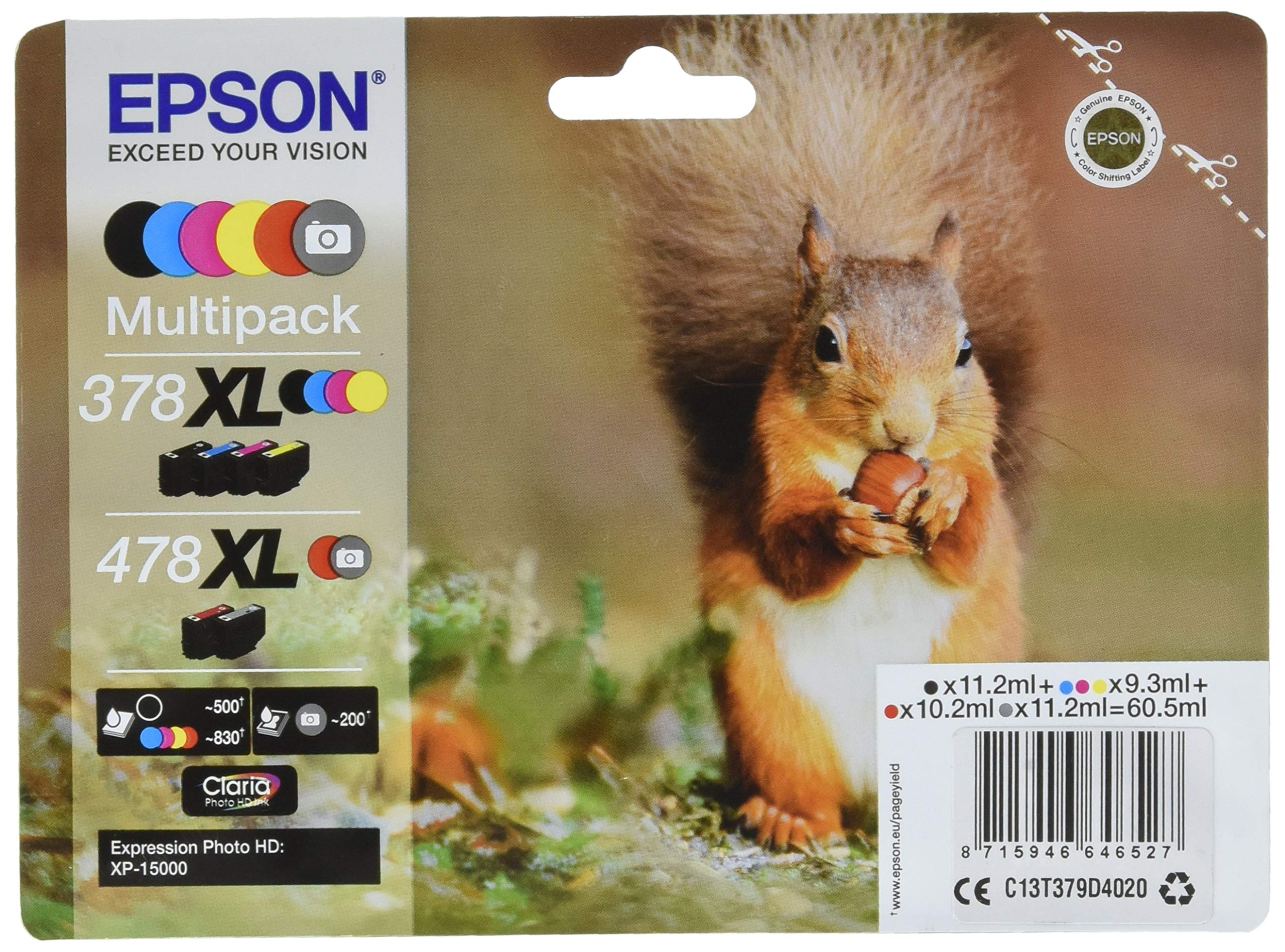 Epson C13T379D4020 X-Large Inkjet Cartridge - Black/Yellow/Magenta/Cyan (Pack of 6)