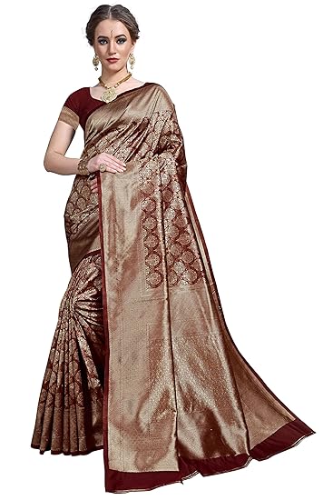 Women's Kanchipuram Silk Saree With Blouse Piece