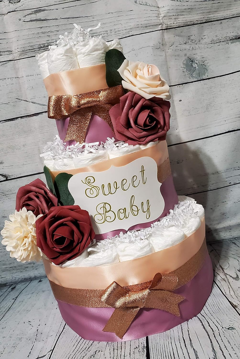 rose diaper cake