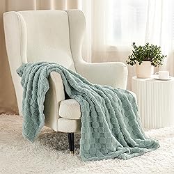 Bedsure Sage Green Fleece Blanket for Couch - Super