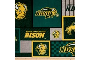 SYKEL ENTERPRISES NCAA North Dakota State Bison College Patch Fleece Multi, Fabric by the Yard