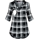 Joymom Maternity Rolled Long Sleeve Nursing Tops Tunic Blouses Breastfeeding