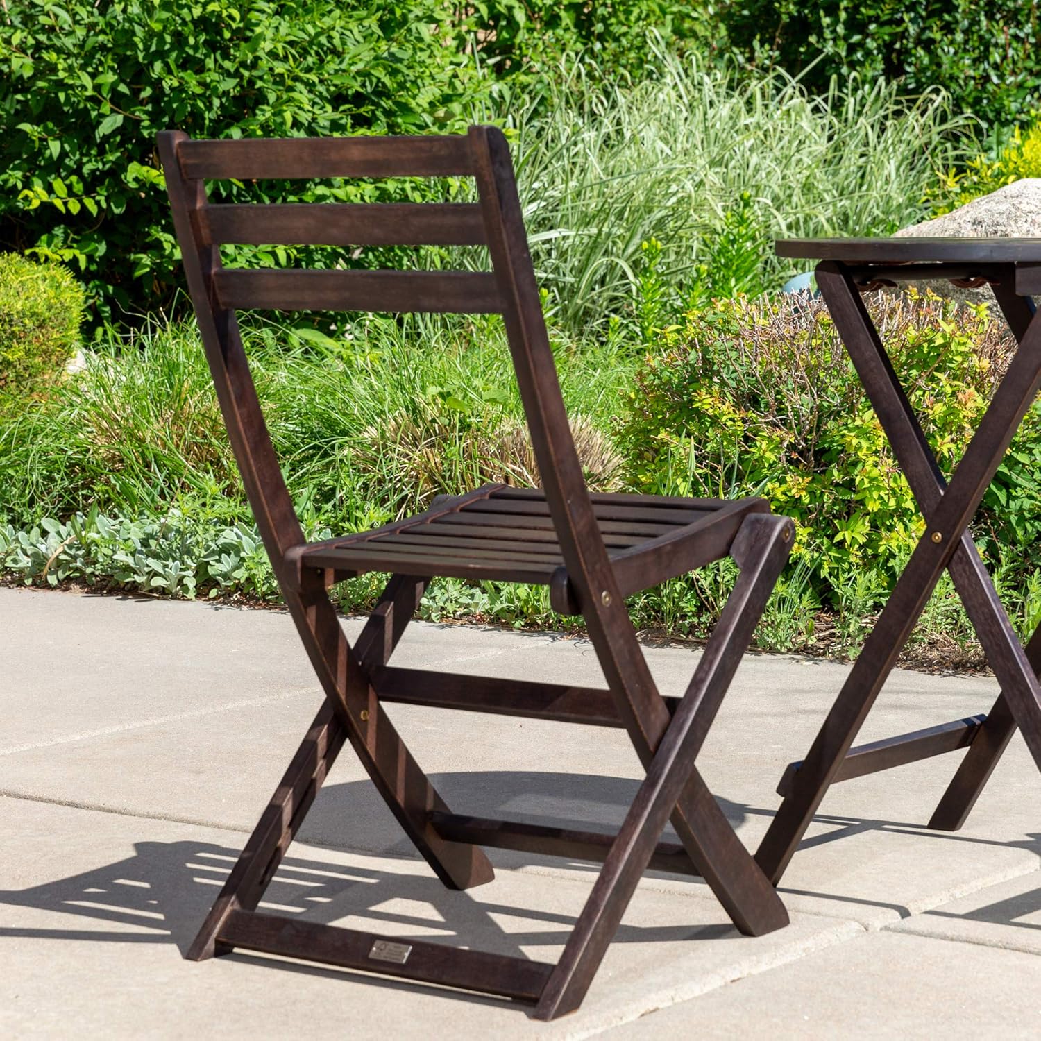 DTY Outdoor Living Twin Lakes 3-Piece Eucalyptus Café Bistro Set - Espresso, Round Table: Garden & Outdoor