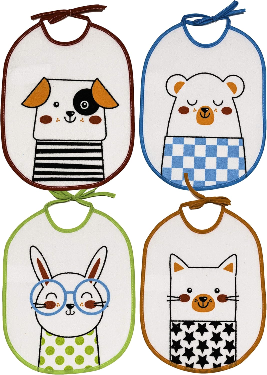 Ti TIN Set of 4 Waterproof Baby Bibs with Zip Strap 28 x 23 cm Width 1, multi-coloured, 4 Krawatten schließen