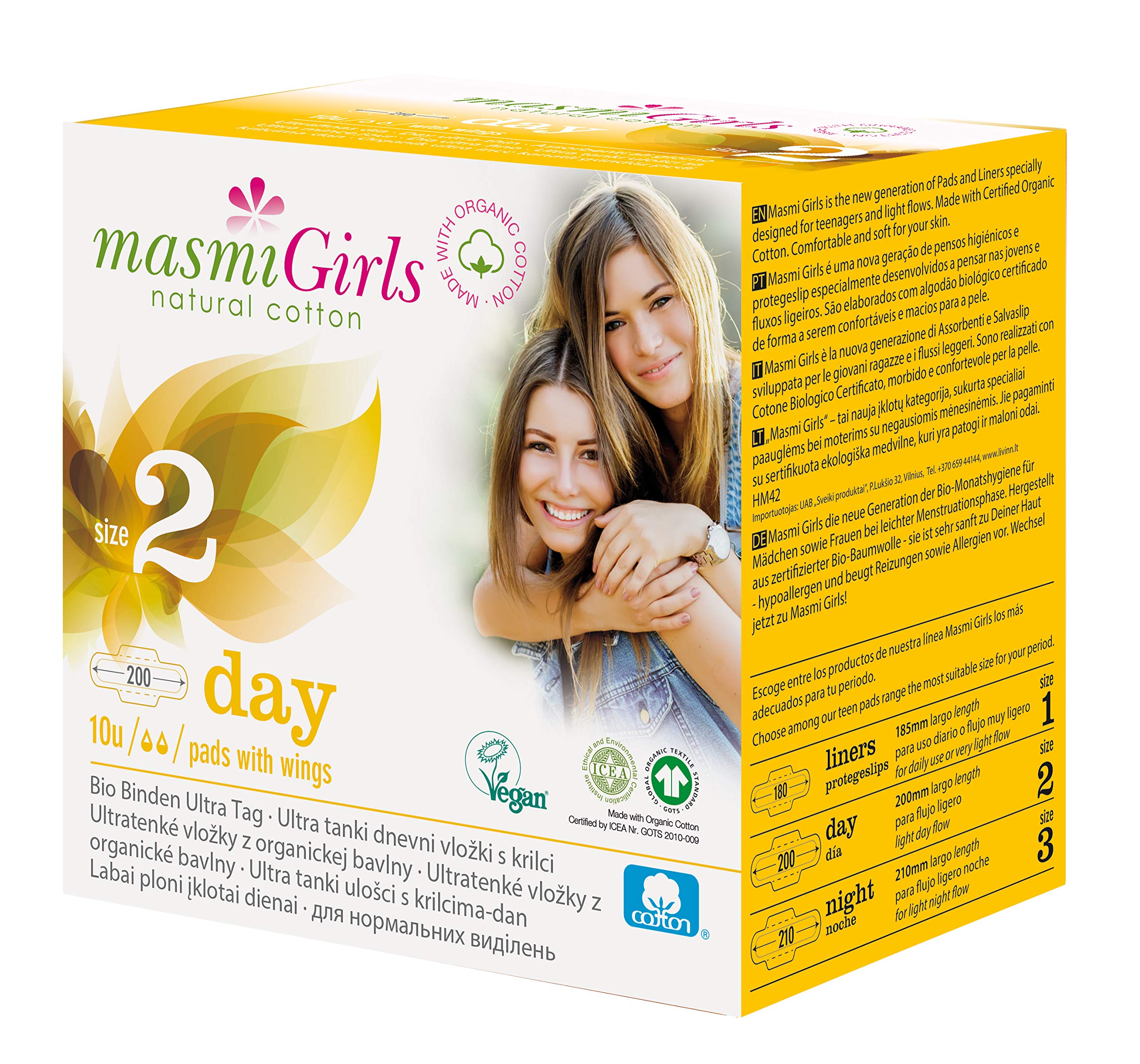 MASMI NATURAL COTTON Organic Sanitary Pads Ultra Tag Girls 2, 64 g