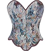 Dreay Womens Vintage Corset Bustier Lace Up Boned Overbust Corset Shapewear Top Renaissance Corset Tops for Women
