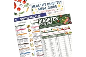 HAMIEW 3 Count Diabetes Food List and Meal Planner Laminated, Diabetic Food List Chart for Type 1 2 Diabetes, Healthy Diabetic Diet Meal Guide Plan Recipes Cookbook For Beginners Pre-Diabetes, Glycemic Index Chart