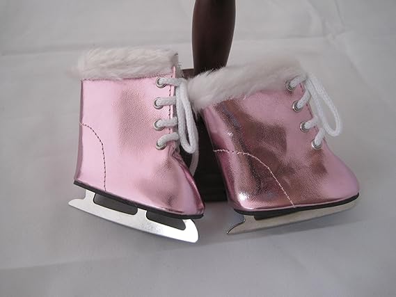 Metallic Pink Ice Skates for 18 Inch Dolls Including the American Girl Line