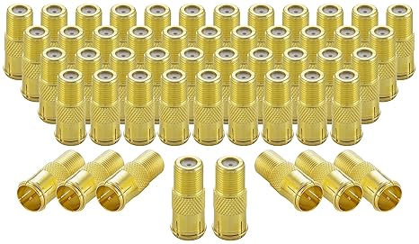 Poppstar 50x SAT F-Quickstecker (Coax Schnellverbinder: F-Buchse auf F-Stecker) Kupplung für Koaxialkabel - Antennenkabel, ve