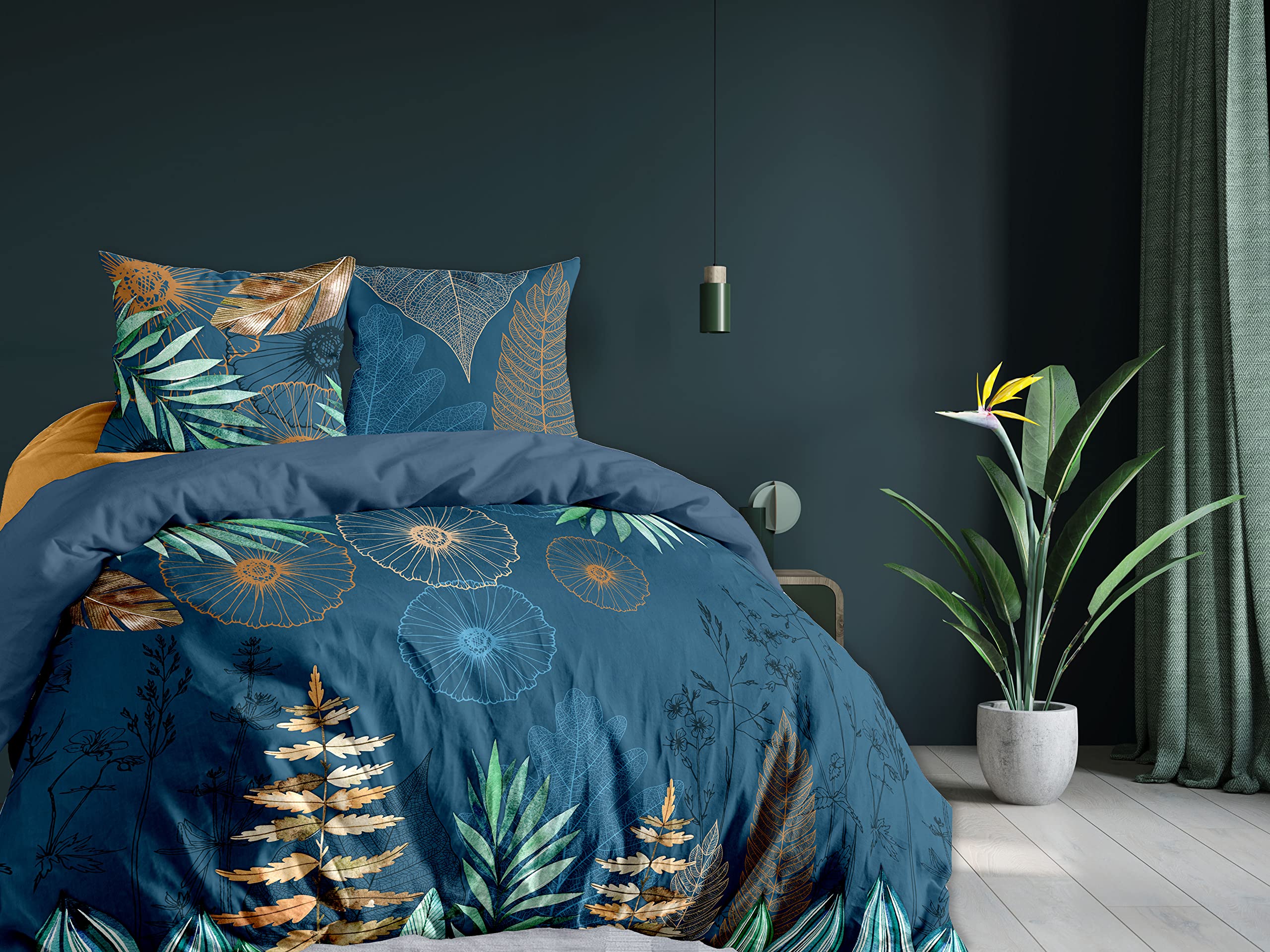 CALITEX 3-Piece Bedding Set 240 x 220 cm Selva 100% Cotton 240 x 220 cm Blue
