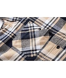 ZITY Men's Flannel Hoodie Shirts Casual Button Down