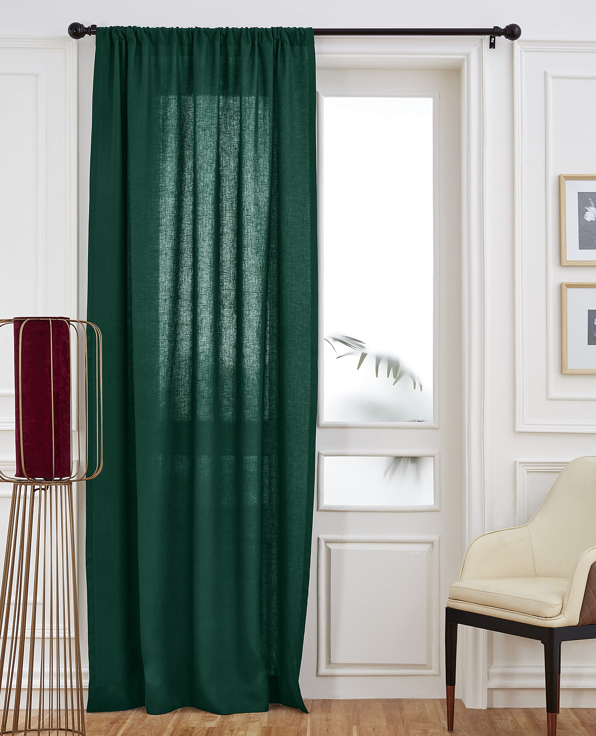 Solino Home 100% Pure Linen Curtain – 52 x 108 Inch Rainforest Green Lightweight Rod Pocket Window Panel – Handcrafted from European Flax
