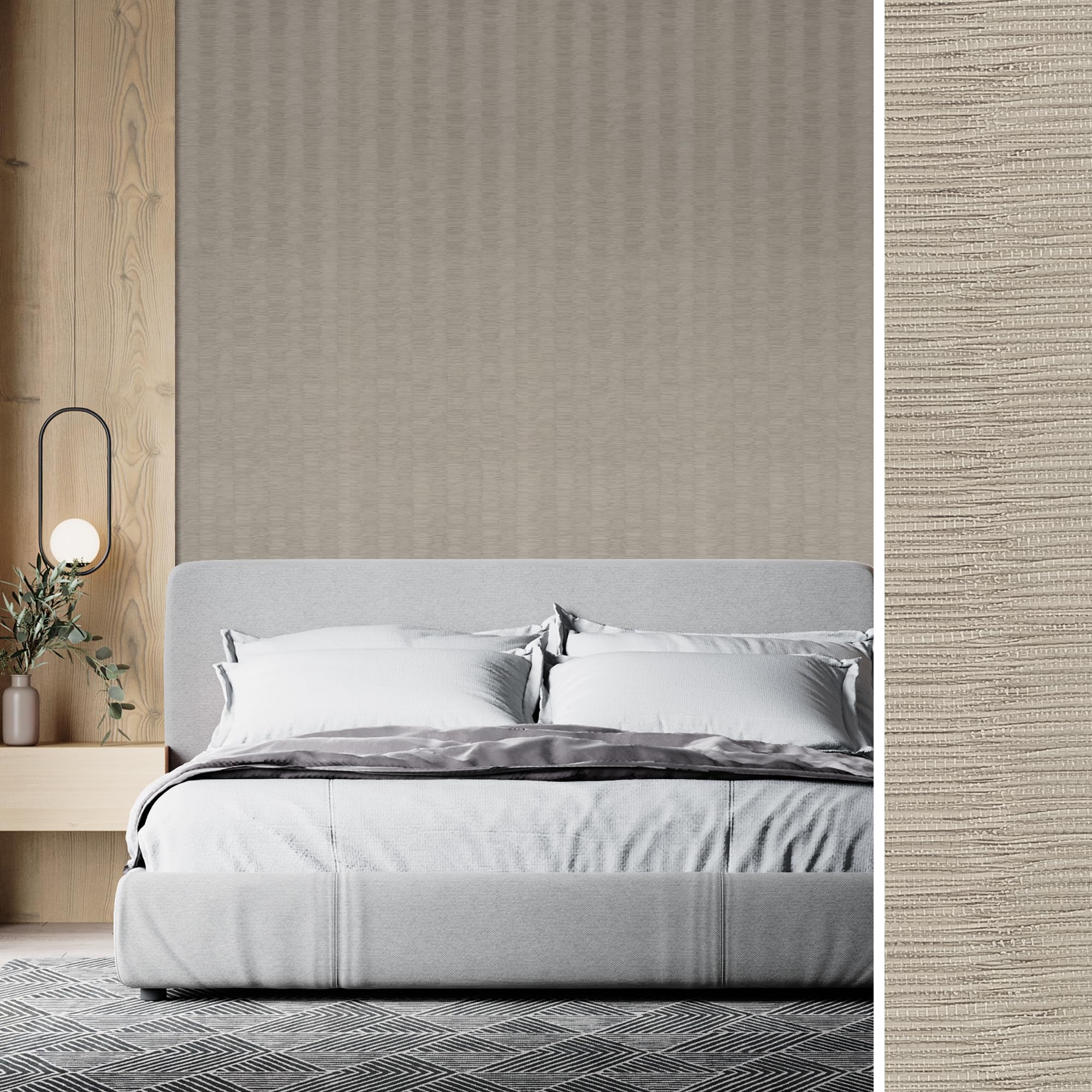 GoDear Design Faux Grasscloth Wallpaper for Home Renovation and Upgrades, Natural Woven Neutral Textured Wallcovering for Bedroom, 58.4 cm W x 243.8 cm Non-Pasted Paper, Single Roll Only, Pearl Barley