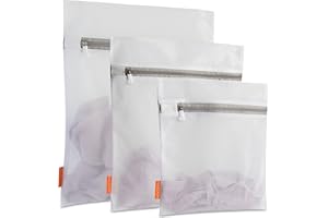 Polecasa 3Pcs Extra Durable Fine Mesh Laundry Bags with Sturdy Zipper for Delicates, Protect Clothes in Washing Machine, Laundry Room Essentials for College, Dorm (1 Large, 1 Medium, 1 Small)