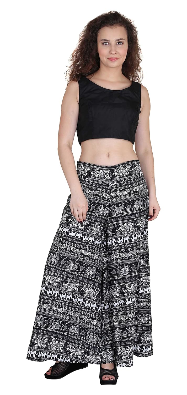 jollify regular fit women's black printed plazzo