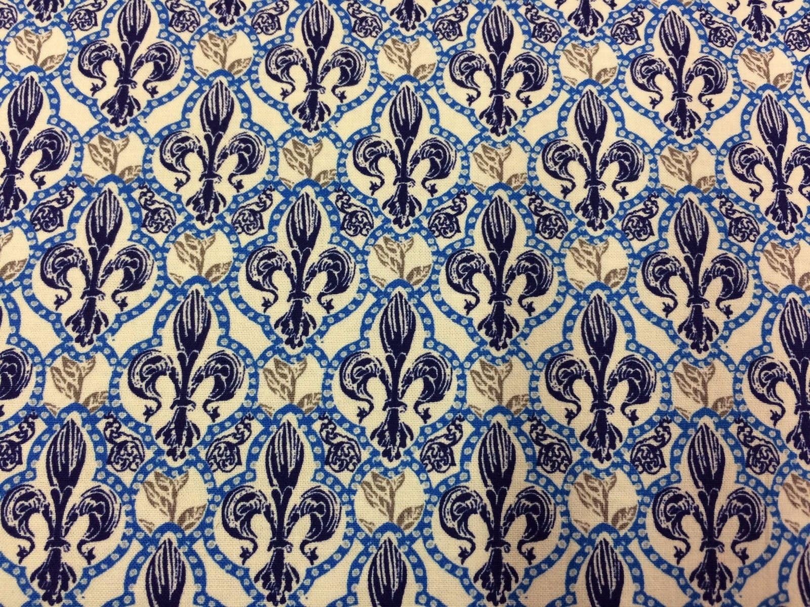 Jane Makower Cotton Dress Fabrics – Geometrics & Lace Stories Medievil Fleur De Lys S35