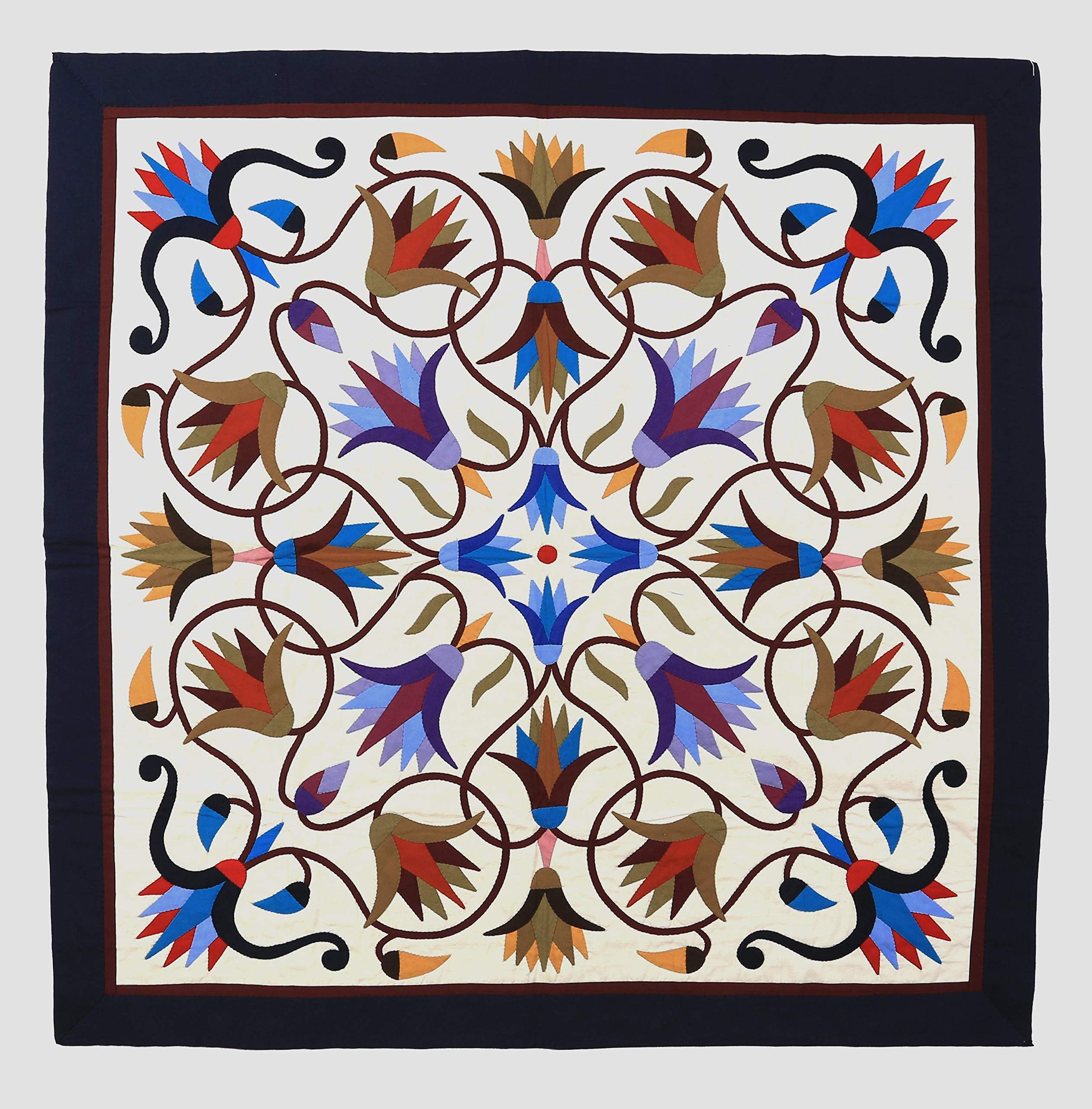 Dokkan Crafts Orange and Brown Lotus Flowers with Roman Designed in Corners