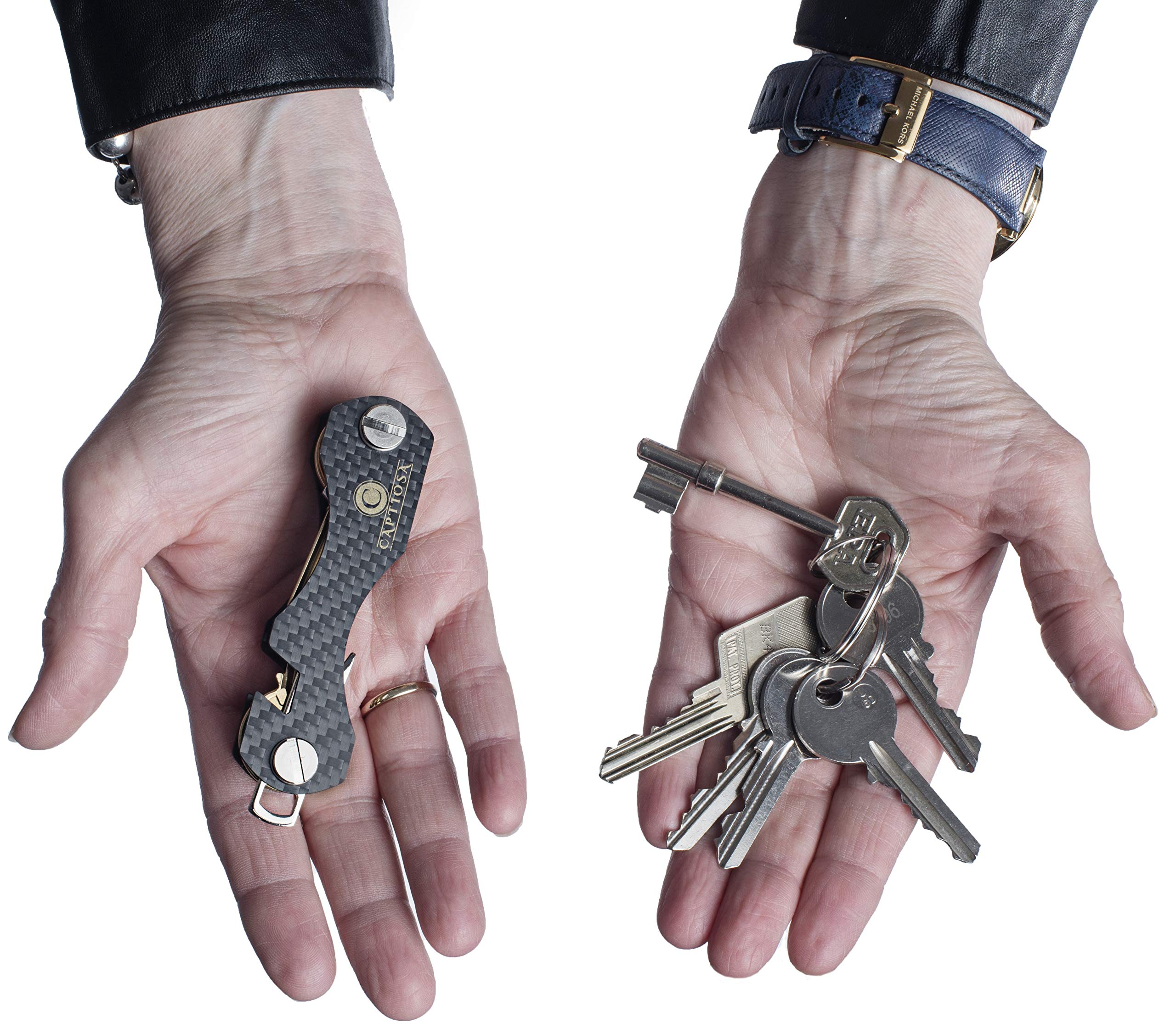 Smart Key Holder Key Organizer| Compact Holder made by Carbon Fiber, Folding Keychain Pocket Key Bar