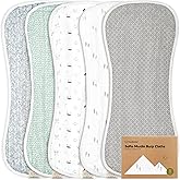 5-Pack Muslin Burp Cloths Baby Boy, Girl - Very Absorbent Baby Burp Cloth Rags, 8-Layers Viscose Derived from Bamboo Cotton Muslin Towel, Super Soft Spit Up Rags, No Shrink Washcloths (Nordic)