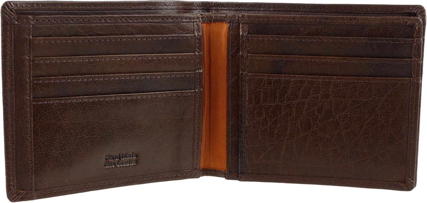 Mens Vintage Buffalo Leather Wallet by Rowallan; Verona Collection Credit Cards VegTan, Brown - Image 4
