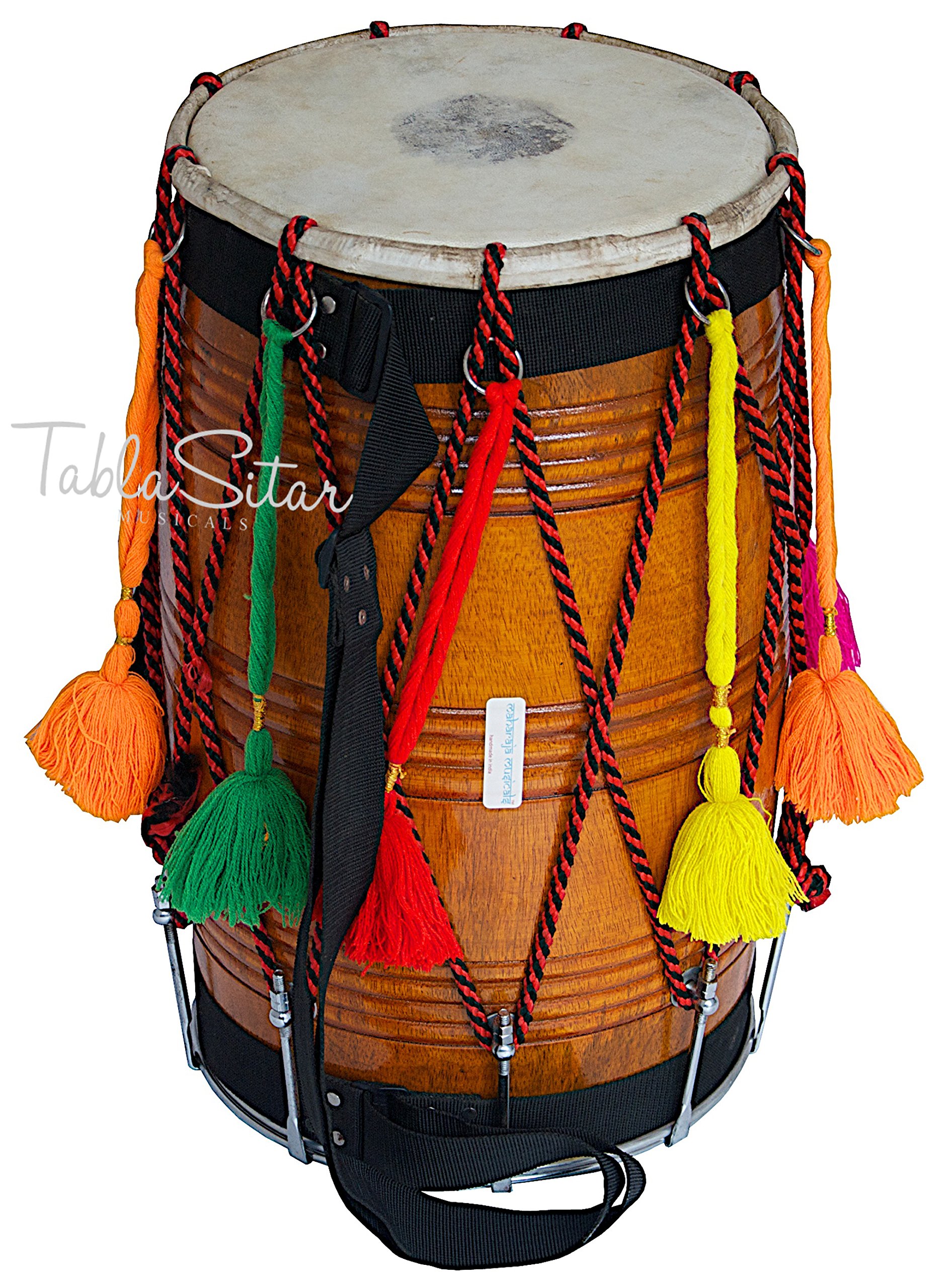 Dhol Drum by Maharaja Musicals, Mango Wood, Natural, Barrel Shaped