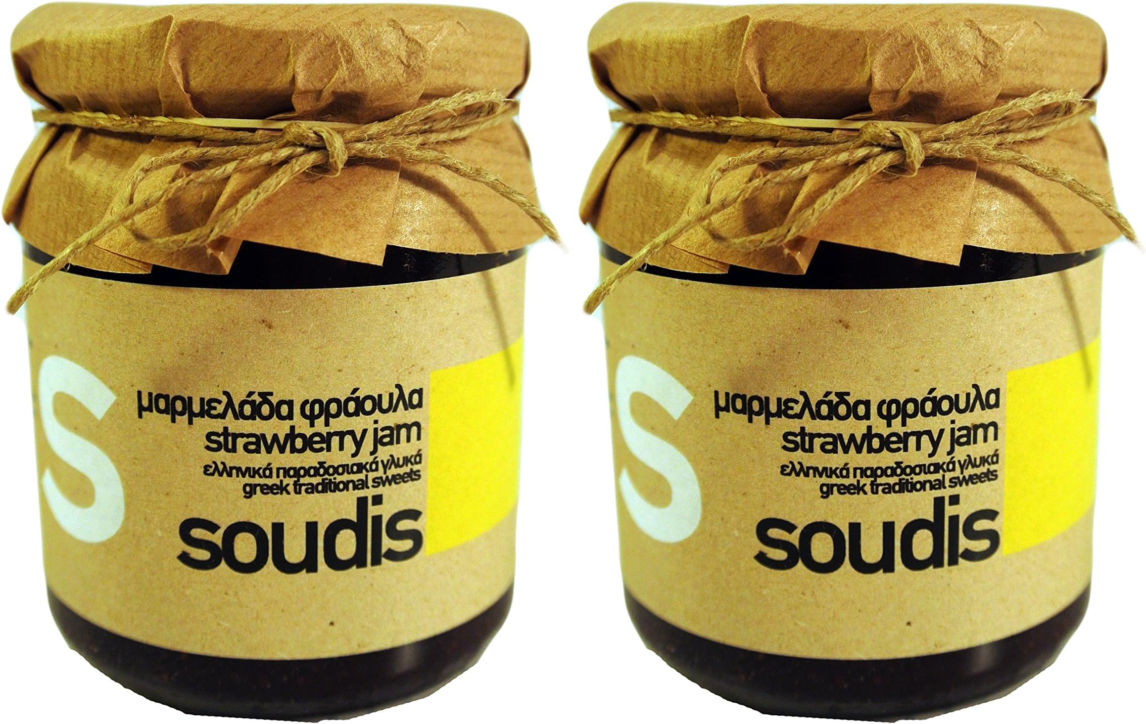 Greek Handmade Strawberry Jam Net Weight 620gr (Pack of 2 Glass Jars of 310g each)