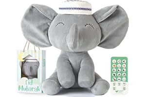 Mommy Yasmin - Soothe & Talking Kufi Elephant | Muslim & Islamic Toy | Eid Gift | Quran & Dua | Interactive+Relaxing | Remote | for Baby+Toddlers+Kids