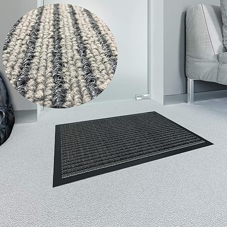 West&East Schmutzfangmatte Grau-Schwarz 90 x 150 cm Fußabtreter Sauberlaufmatte Fußmatte