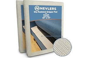 Nevlers 2PK 22"x72" Cushion Grip Couch Anti Slip Pads | PVC Anti Slip Couch Cushion Gripper Helps Couch Cushion Stop Sliding | Customizable Furniture Non Slip Grippers for Sofa & Couch Cushion Support