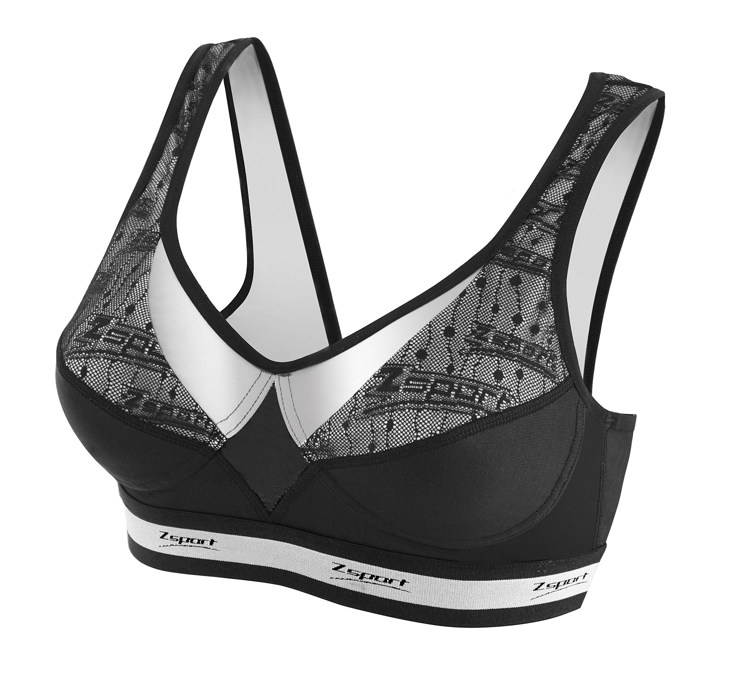 A to Z Sport Women's Z Bra Fusion Noir Argent Bretelles Réglables Sports Bra