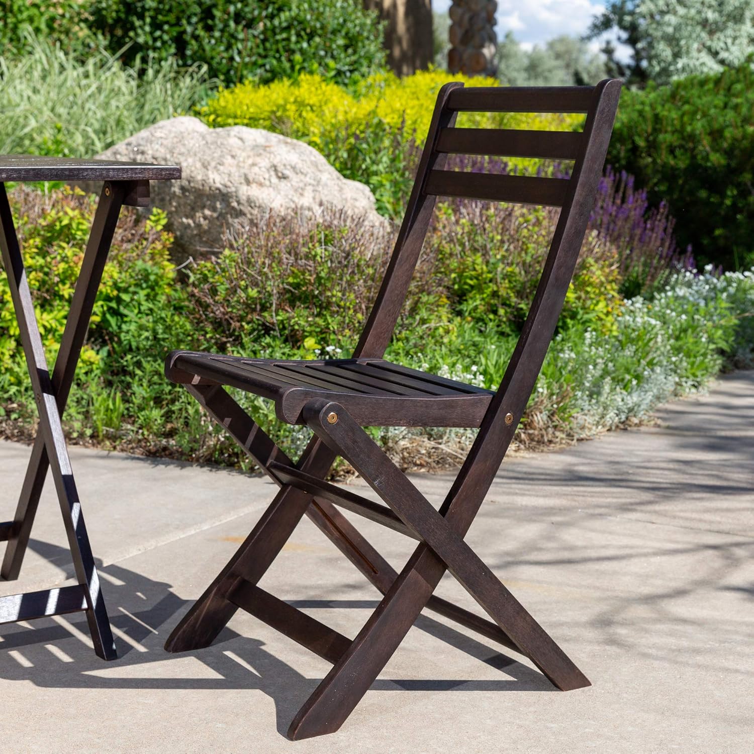 DTY Outdoor Living Twin Lakes 3-Piece Eucalyptus Café Bistro Set - Espresso, Round Table: Garden & Outdoor