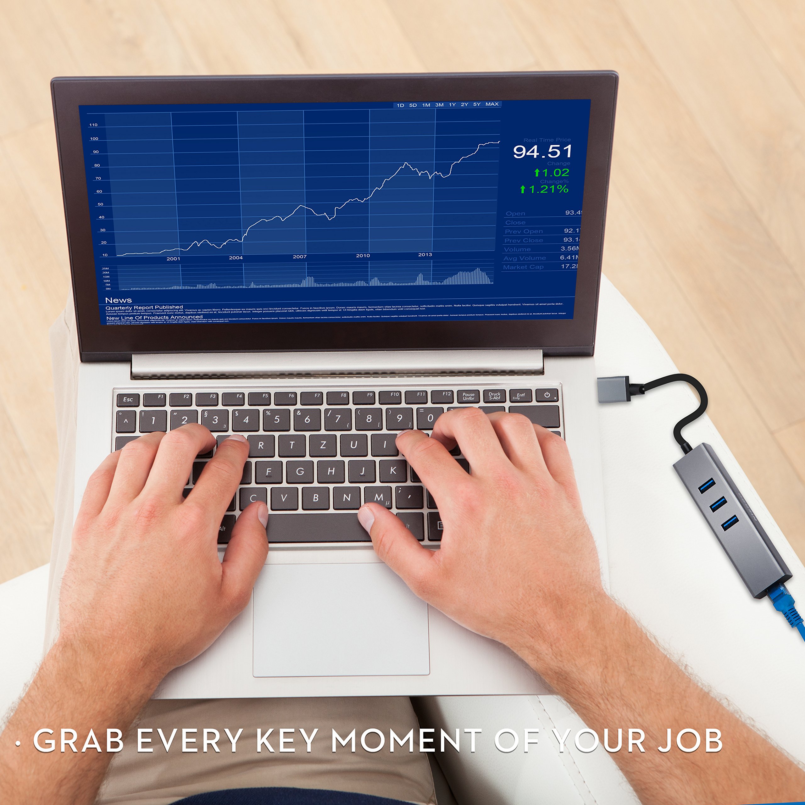 Hub USB 3.0 Ethernet Adaptador 100/1000 Gigabit, NIERBO USB 3.0 a Ethernet RJ45 Adaptador Tarjeta de Red Externa 1000Mbps Ethernet Tarjeta Red LAN RJ45 con 3 USB 3.0 Puertos 5Gbps Nintendo Switch,Adaptador USB C para Mac, Chromebook, Window