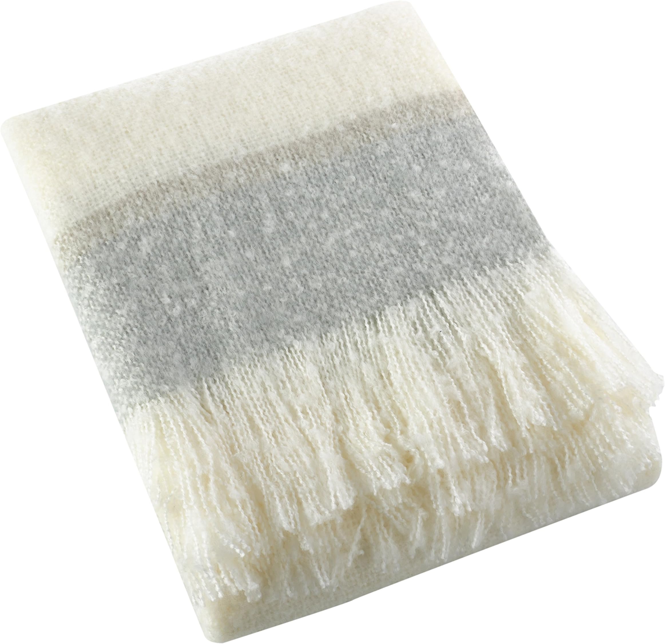 SARO LIFESTYLE Sevan Collection Faux Mohair Design Throw Blanket, 50" x 60", Grey